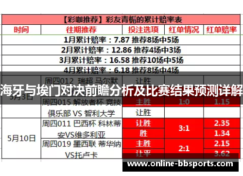 海牙与埃门对决前瞻分析及比赛结果预测详解